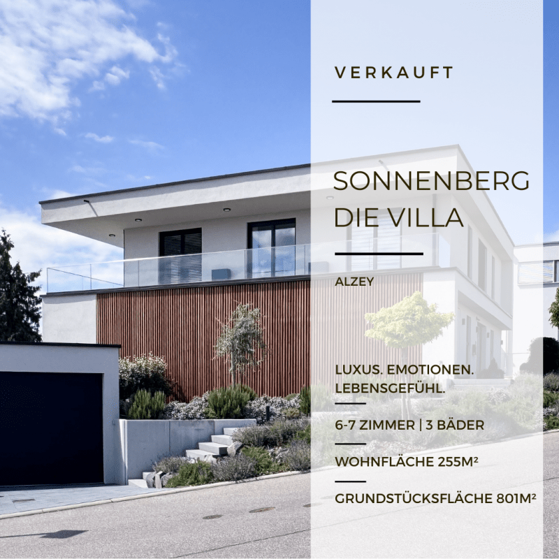 Moderne Villa mit Flachdach, Holzfassade und Gartenanlage am #GERBERHAUS12 in Alzey